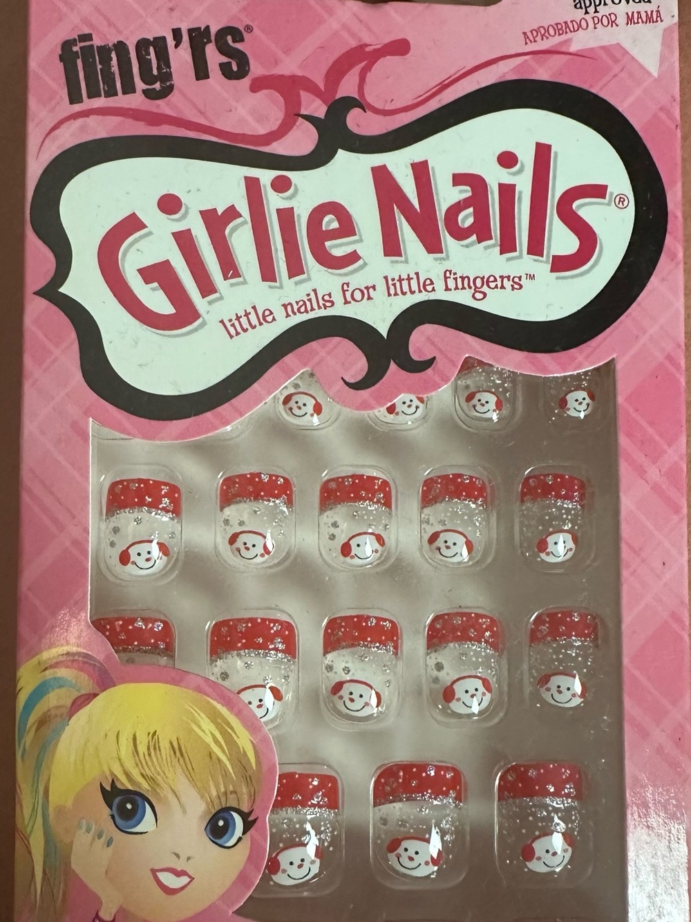 Girlie Nails Kids Red Glitter Press-On Nail Set by